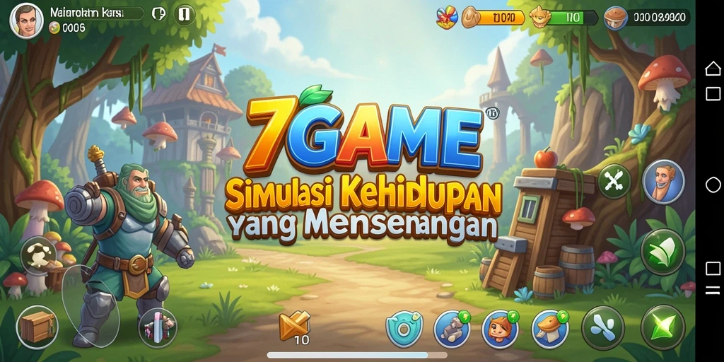 Tampilan gameplay 7GAME dengan elemen simulasi kehidupan yang menarik.