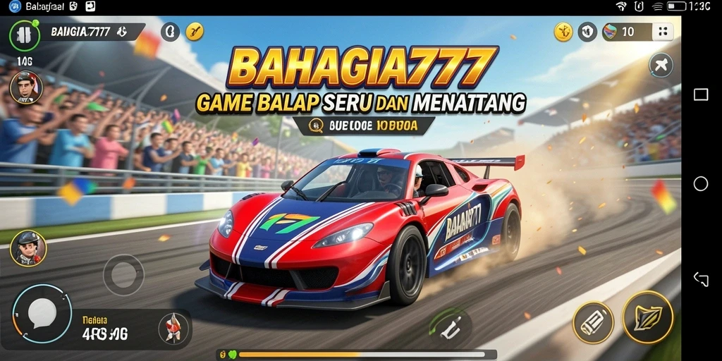 Tampilan seru dari gameplay balap BAHAGIA777 dengan kecepatan tinggi.