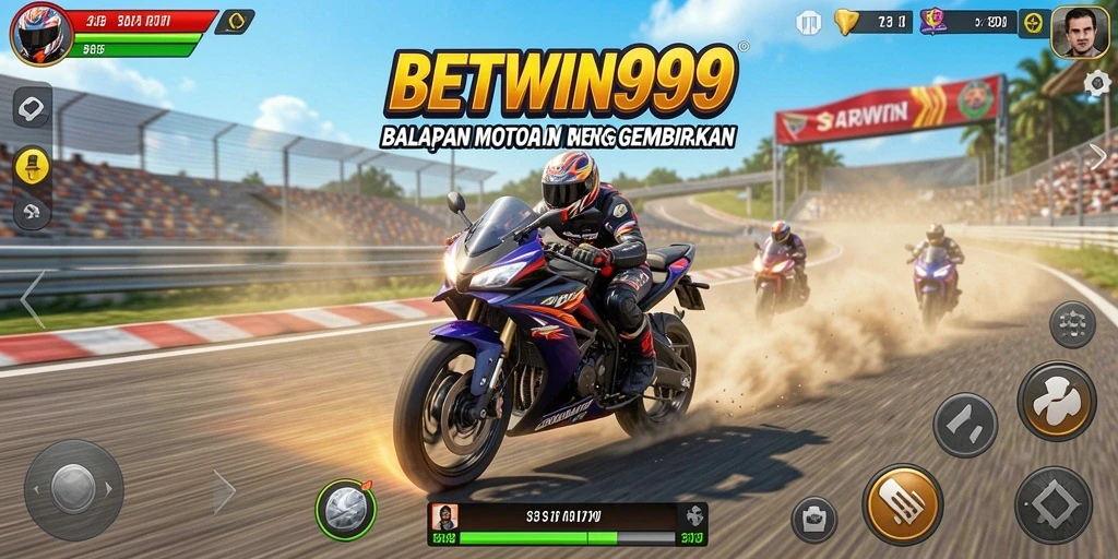 Screenshot menunjukkan aksi balapan motor yang mendebarkan.