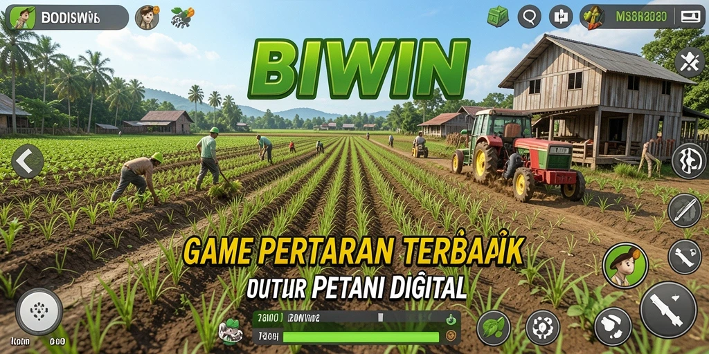 Tampilan gameplay BIWIN yang memukau dengan ladang yang subur.
