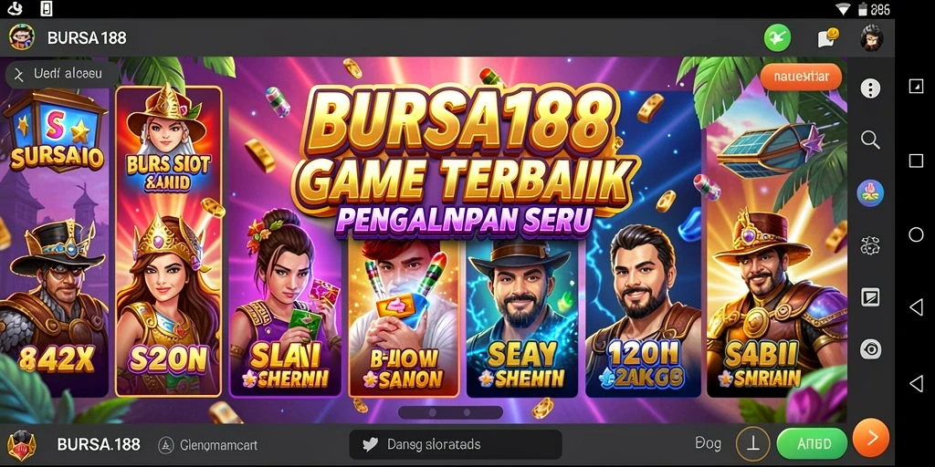 Tampilan gameplay Slot BURSA188 yang menarik dan penuh warna.