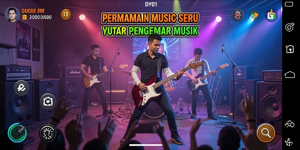 Tampilan gameplay DY01 dengan interaksi musik yang seru.