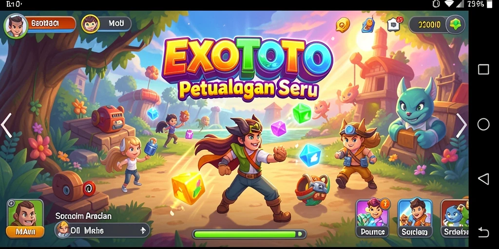 Tangkapan layar gameplay EXOTOTO yang menampilkan petualangan arcade seru.