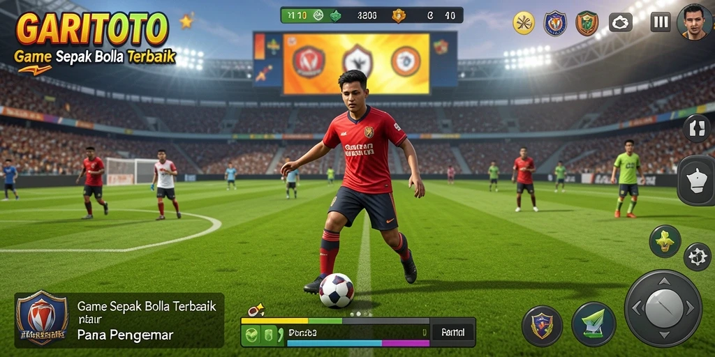 Screenshot gameplay GARITOTO menampilkan aksi seru dalam pertandingan sepak bola.