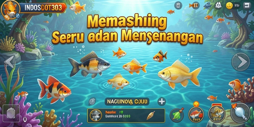 Screenshot gameplay INDOSLOT303 yang menampilkan suasana memancing yang seru.