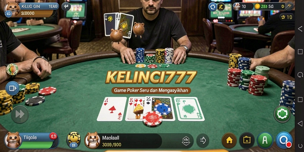 Screenshot utama KELINCI777 menampilkan momen seru bermain Poker.