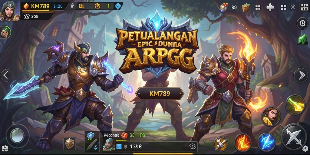 Tampilan aksi epik dari gameplay ARPG KM789 yang mendebarkan.