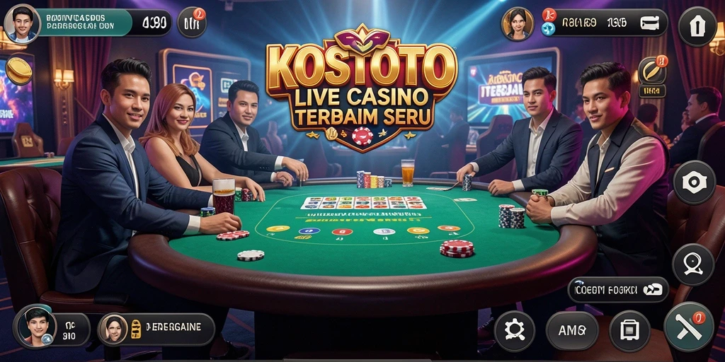 Screenshot gameplay KOSTOTO menampilkan suasana Live Casino yang mendebarkan.