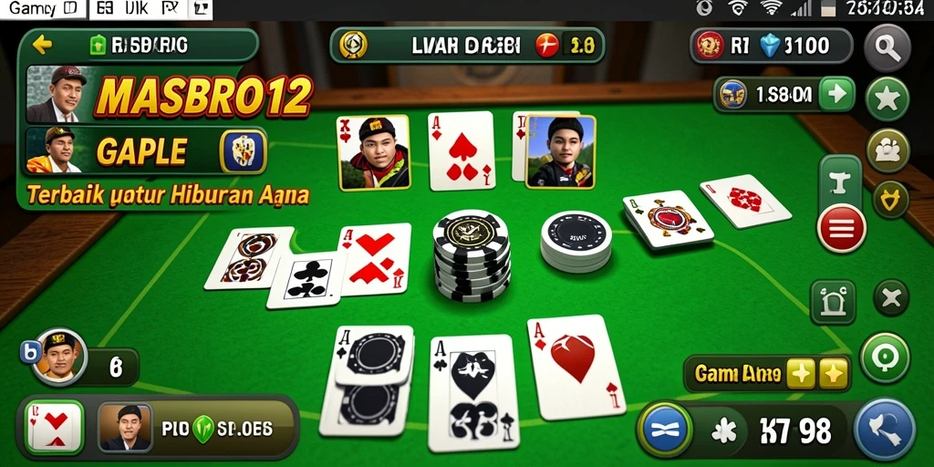 Screenshot gameplay Gaple MASBRO12 menampilkan momen mendebarkan.