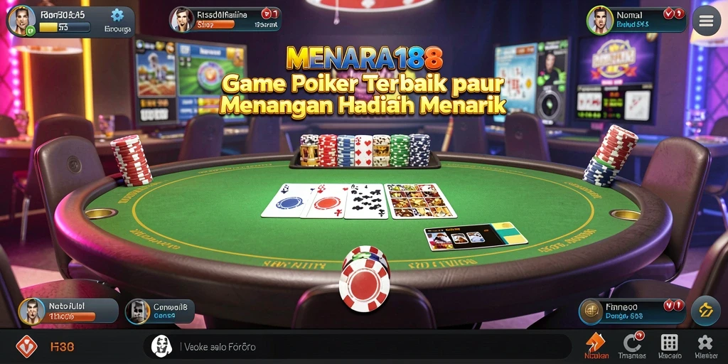 Screenshot MENARA188 menunjukkan gameplay Poker yang mengasyikkan dan interaktif.