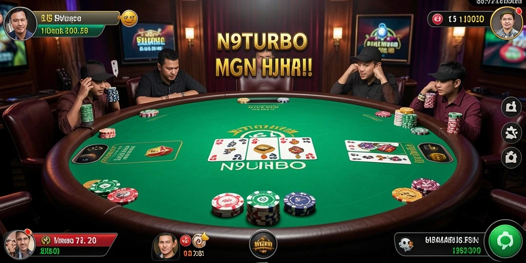 Tampilan menarik dari gameplay N9TURBO yang menampilkan permainan Poker.