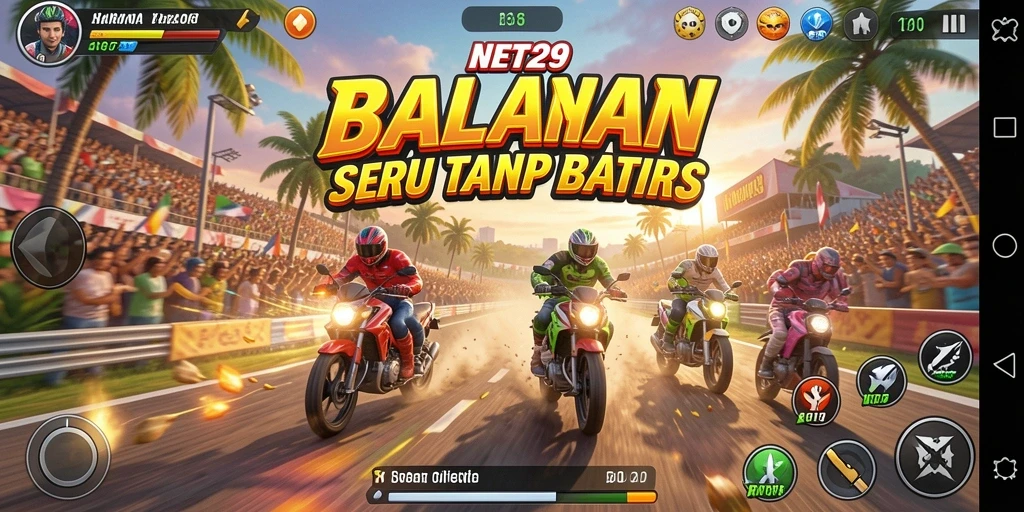 Tampilan gameplay NET29 yang seru dan penuh aksi balapan.