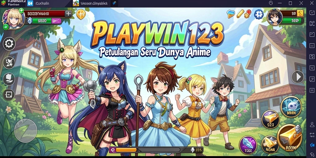 Tampilan gameplay seru di dalam dunia Anime yang penuh warna.
