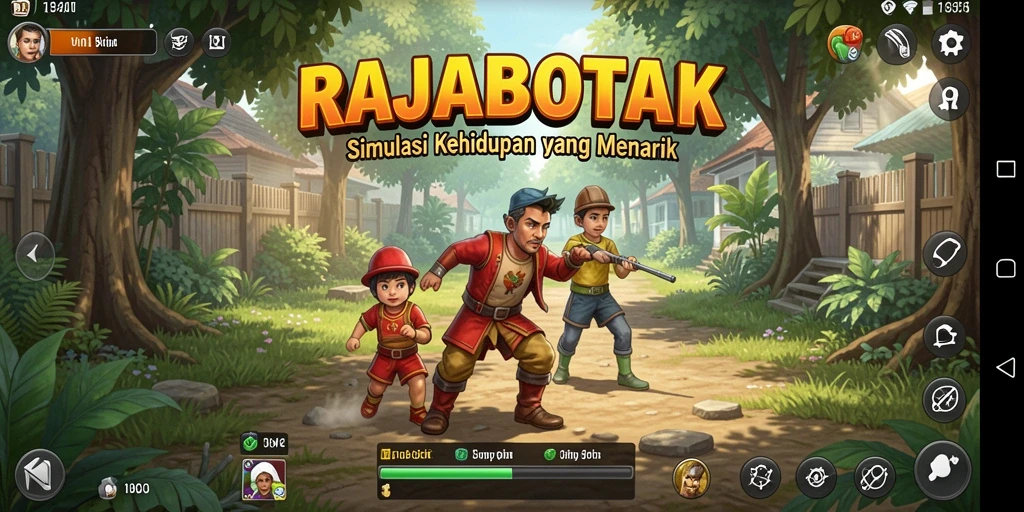 Tampilan gameplay menarik dari RAJABOTAK dengan interaksi sosial.