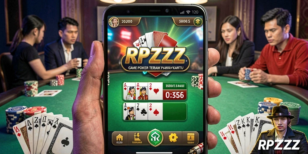 Tampilan gameplay RPZZZ dengan keseruan permainan poker.
