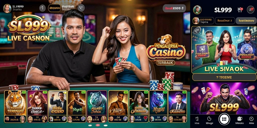 Tampilan gameplay Live Casino yang menegangkan dan interaktif dari SL999.