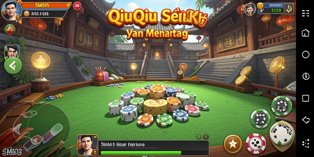 Screenshot utama SM605 menampilkan gameplay QiuQiu yang mendebarkan.