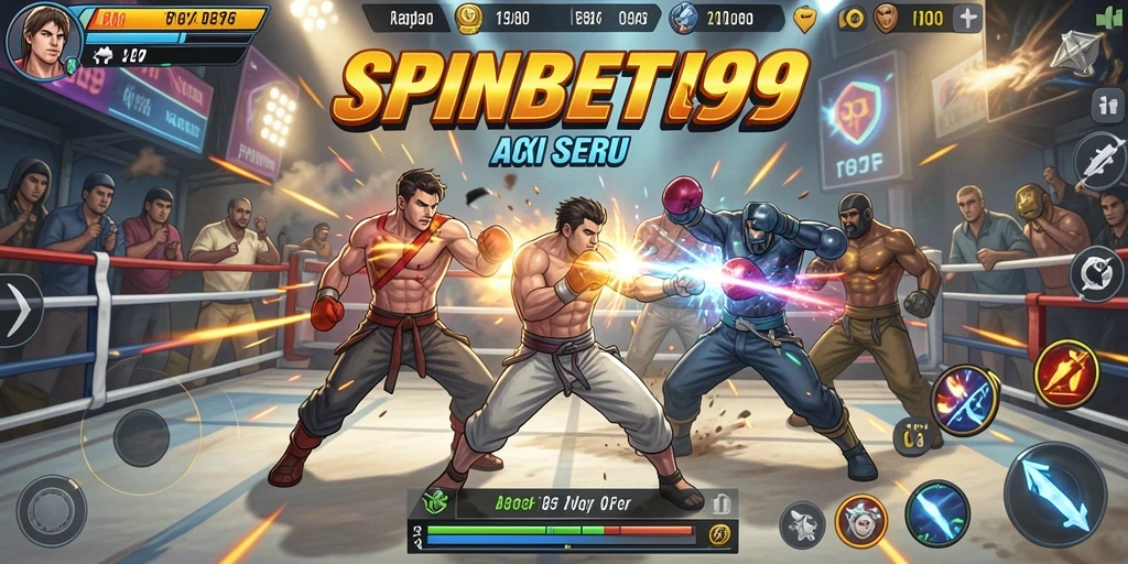 Screenshot gameplay SPINBET99 menunjukkan aksi mendebarkan dalam bertarung.