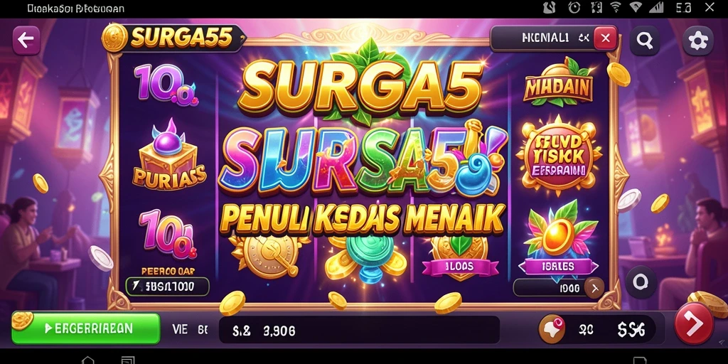 Menampilkan gameplay yang menarik dalam SURGA55 dengan simbol slot berwarna-warni.