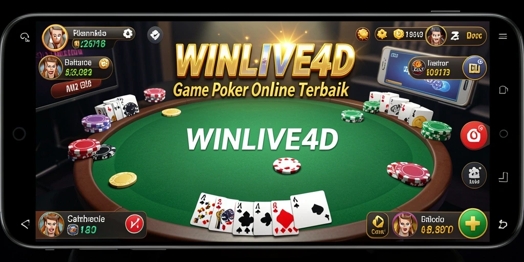 Tampilan permainan poker yang menarik dan interaktif.